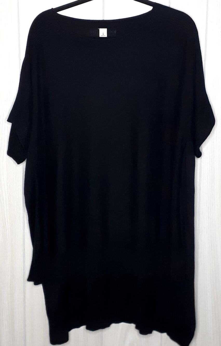 Lululemon Black Cashmere Blend Short Sleeve Hi-Lo Sweater One Size